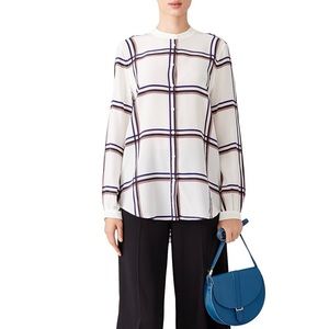 Equipment Henri Plaid Silk Blouse Button Front XS